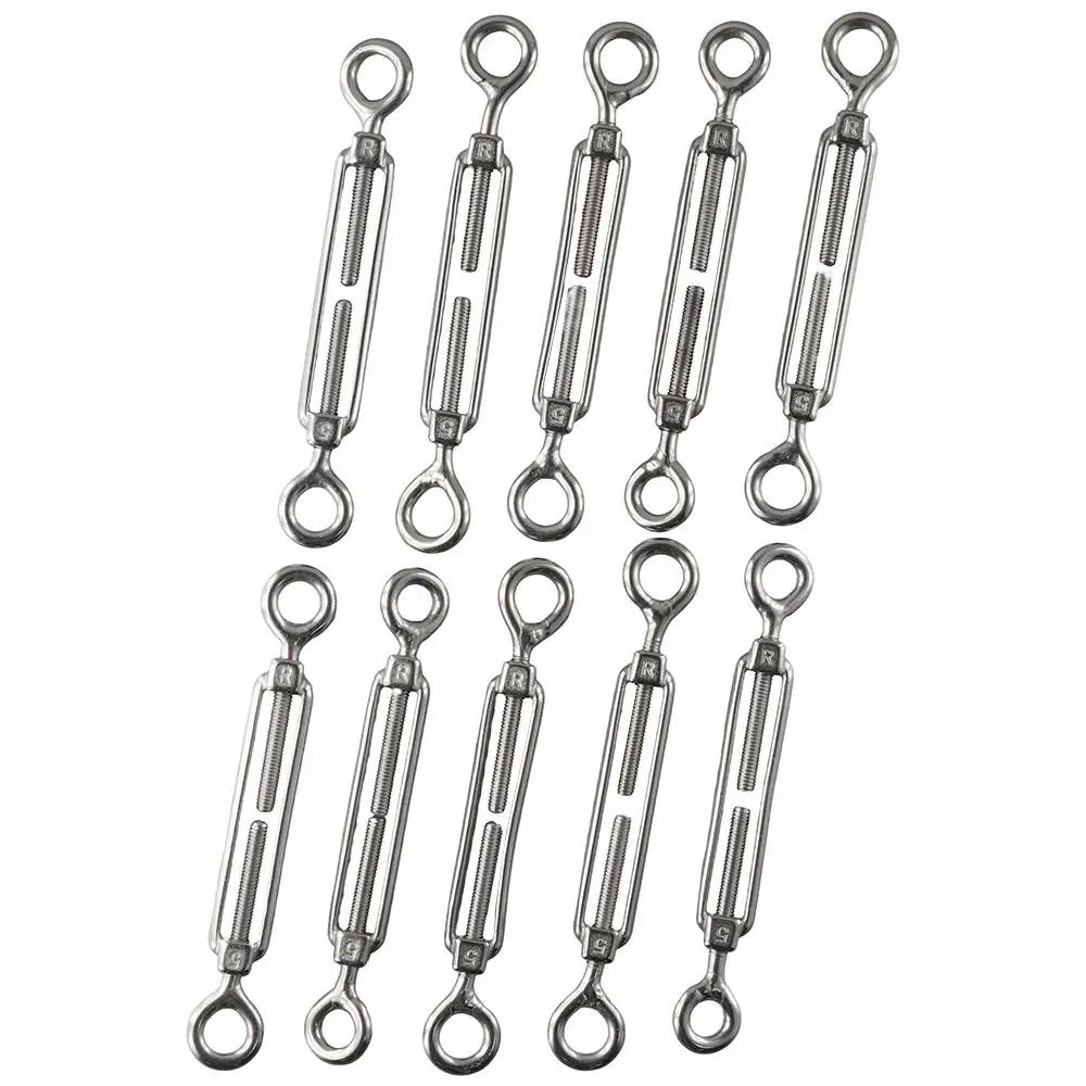 

10pcs Adjustable Stainless Steel Turnbuckles M5 Eye to Eye Turnbuckle Wire Tensioner OO Type Cable Tightener Wire Rope Tension