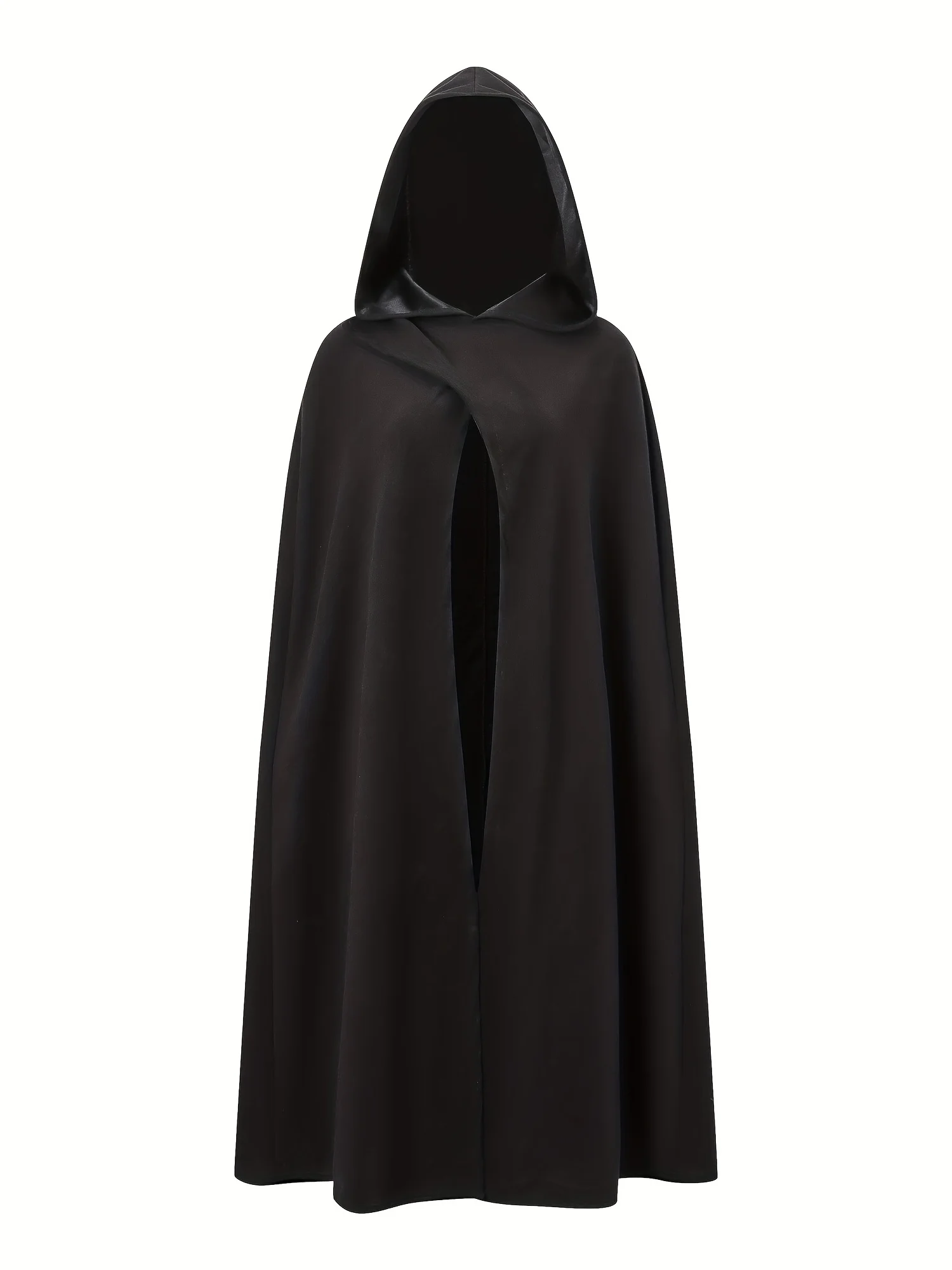 Gothic Solid Split Hooded Cloak, Elegant Cosplay Cloak For Fall & Winter, Women's Clothing