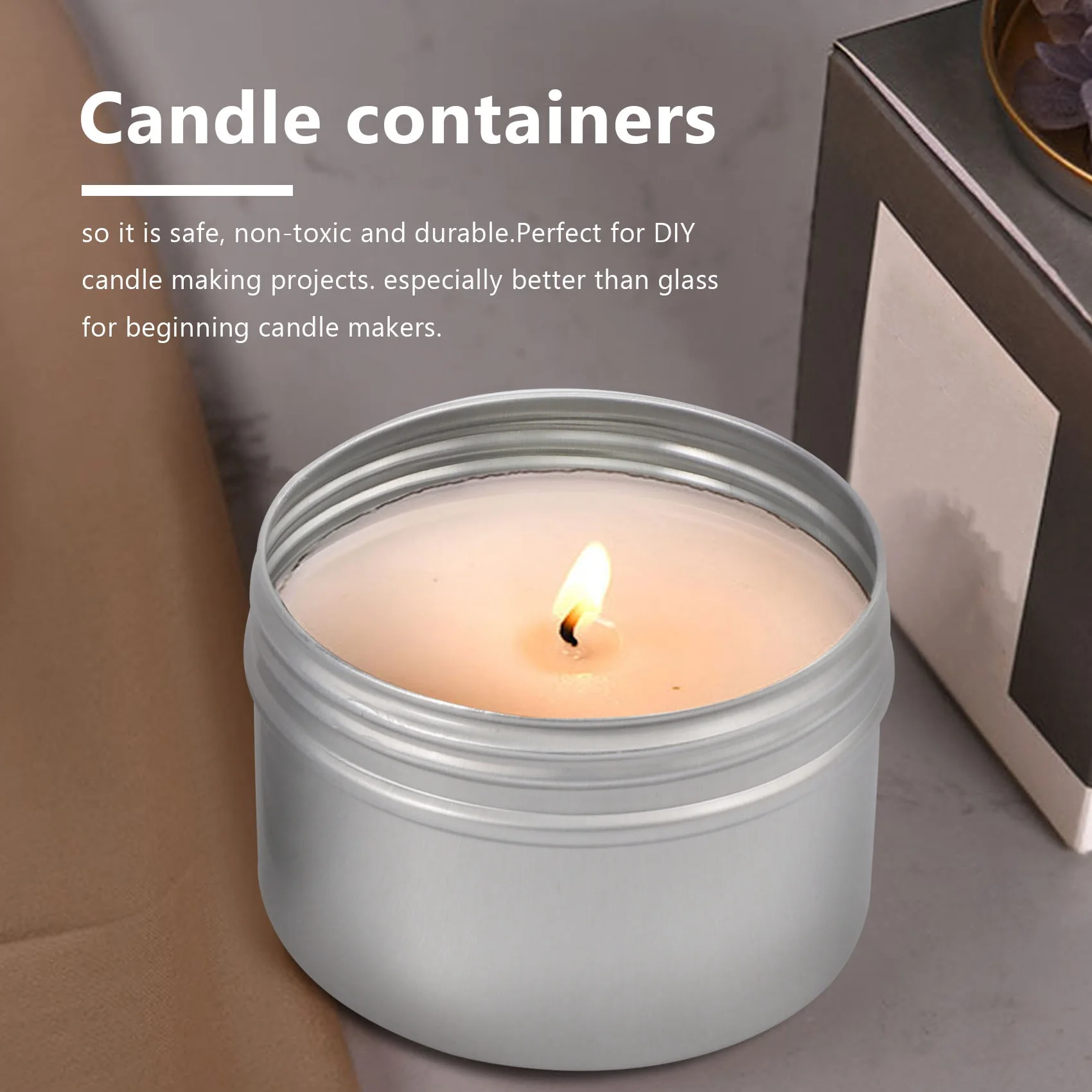 12Pcs 4Oz Metal Candle Tins for DIY Candle Making, Metal Tins with Screw Lids,for Candle Making,Crafts,Storage (Silver)