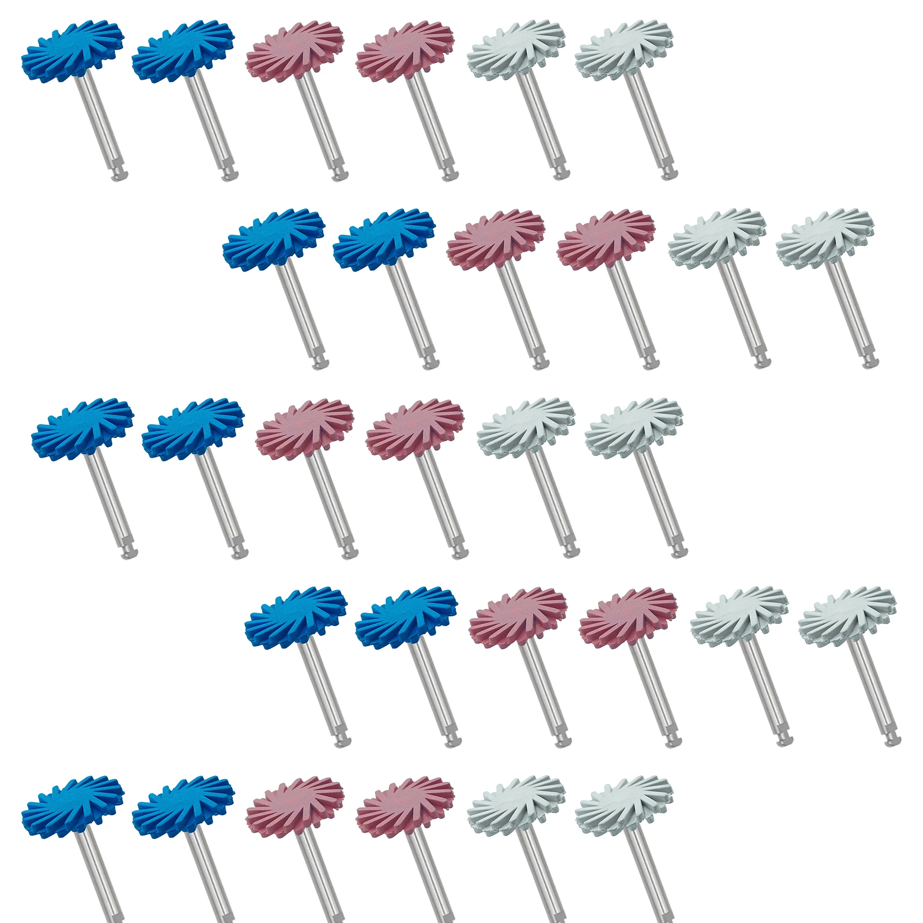30/50Pcs Dental RA Rubber Diamond Resin Polishing Spiral Flex Brush Composite Resin Polishing Diamond System 14mm Wheel Kit