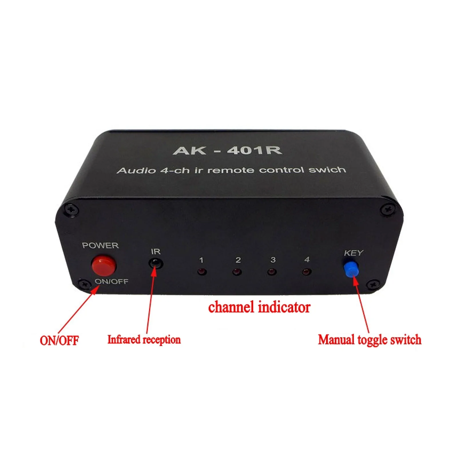 Interruptor de áudio 1 entrada estéreo rca 4 interfaces de saída estéreo rca múltiplas fontes de áudio podem ser conectadas interruptor de sinal de áudio