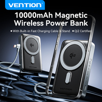 Vention 10000mAh 35W Qi2 Magnetic Power Bank with Built-in USB-C Cable, PD 20W Fast Charging Foldable Stand for iPhone 16pro max