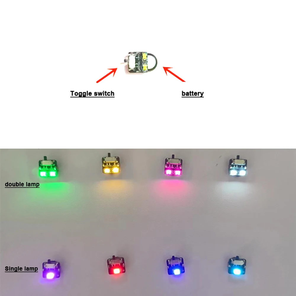 3x Wireless LED Model Light W Switch Control Single / Double Led Lamp DIY Modeling Car Plus Light/ Diorama/Robots With Battery