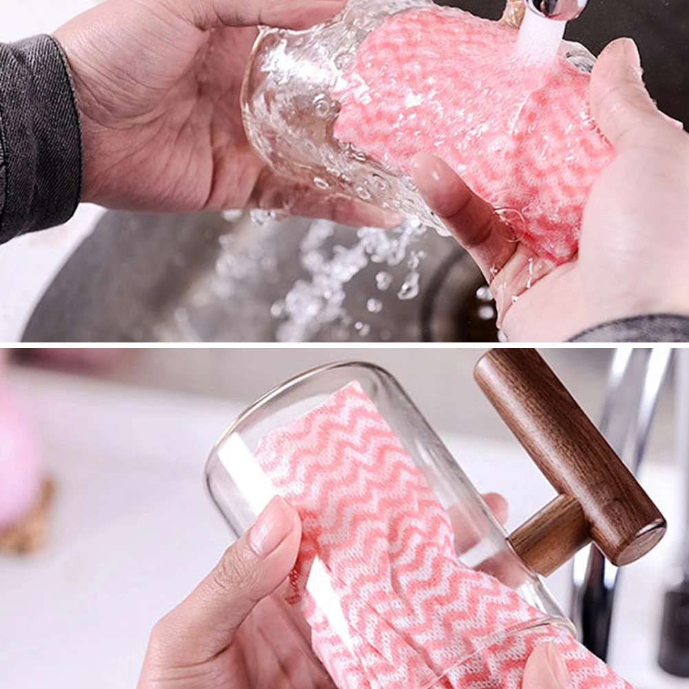 

2Pcs Kitchen Cleaning Wipes Disposable Nonwoven Thick Fabric Multipurpose Wipe Cloth Household Floor Car Glass