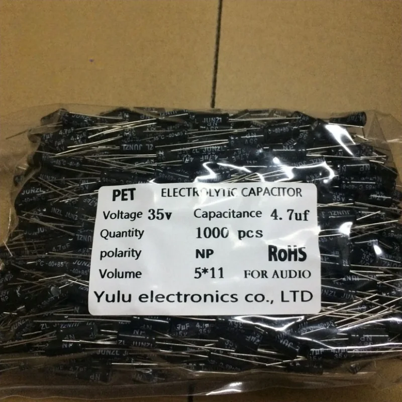 20PCS vertical NP audio frequency divider 4.7uf 35v non-polar aluminum electrolytic capacitor 35v 4.7uf 5X11