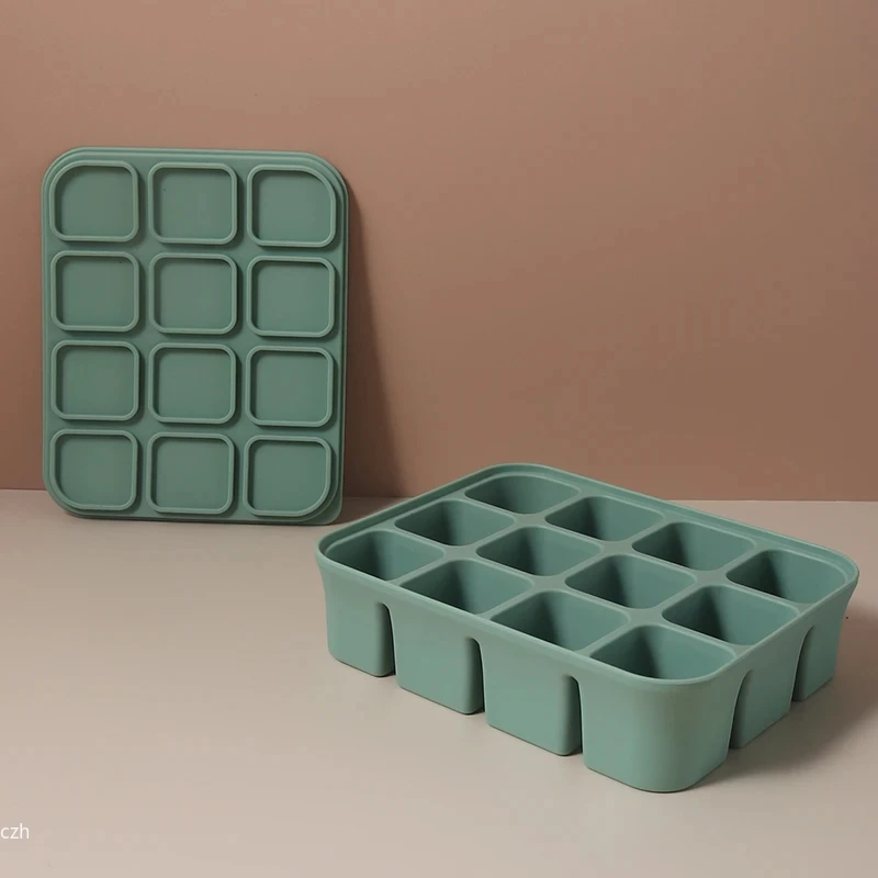 

12-Cube Ice Tray Silicone Ice Mold Square Tray Mold Easy to Release Silicone Ice Kitchen Accessory