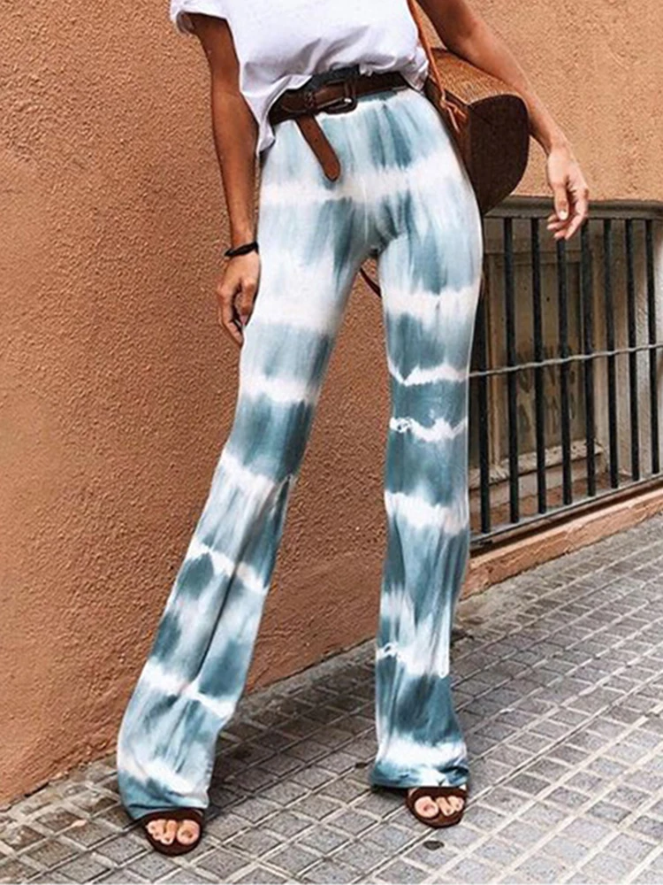 

Women Flare Pants Summer Fashion Trousers Sexy Newest Arrival High Waist Streetwear Ladies Casual Printed Bottom