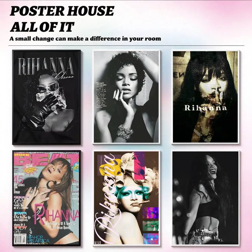 Singer R-RIHANNAs Poster Waterproof Wall Art Sticker For Bar Living Room Vintage Decor High Quality Print