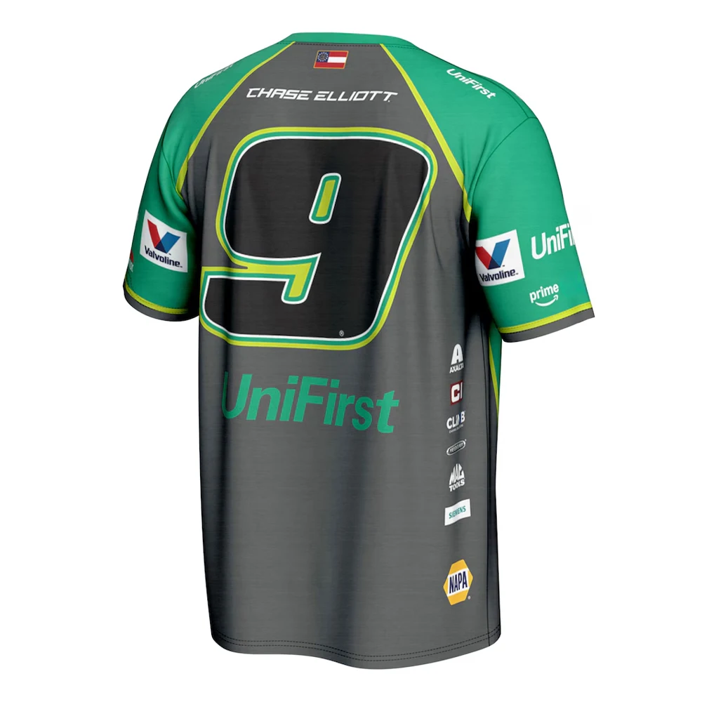 Chase Elliott # 9 UniFirst NASCAR Racing T-Shirt, Herren Damen Schnelltrocknend Atmungsaktiv Motorsport Fan Streetwear Tee – Detail 5