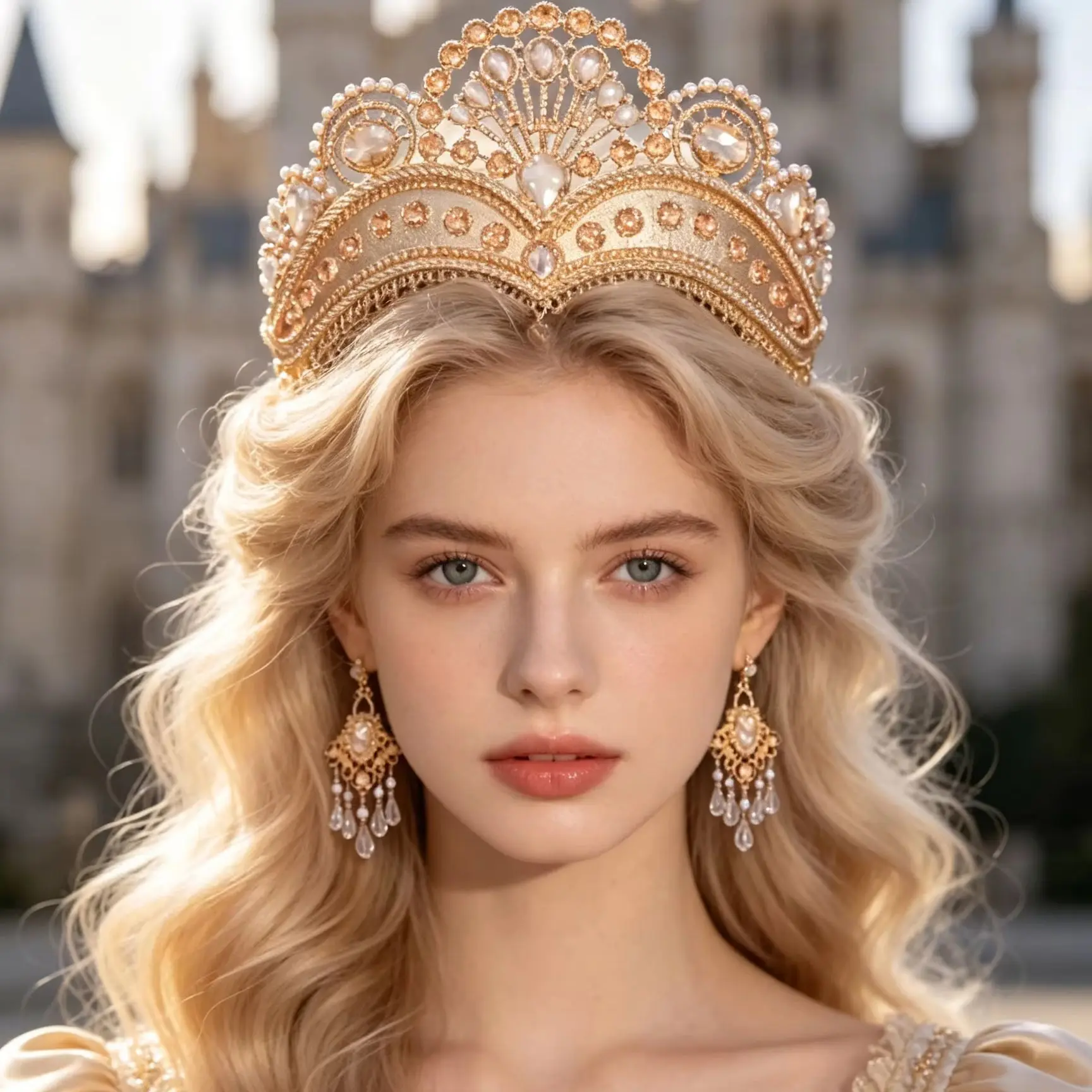 3 Piezas de Pendientes Grandes con Diseño de Corona en Forma de Abanico y Encaje Retro, Accesorios para Vestidos de Novia y Bodas en el Campo