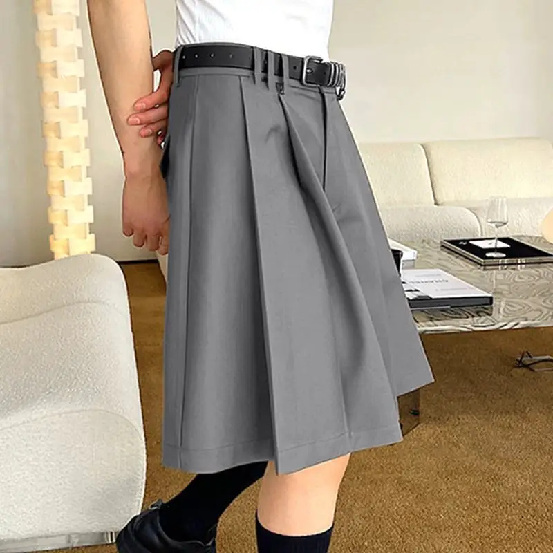 LUZHEN 2024 Stylish Pleated Plain Loose Five Point Pants Original Stylish Elegant Street Korean High Quality Male Shorts LZ4237