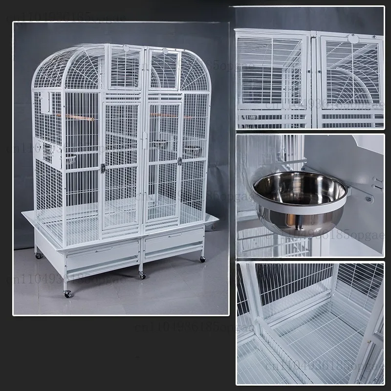 Horizontal Sliding Iron Large Bird Cages Collapsible Easy Shipping Birdcage For Parrot Comfortable Stainless Steel Wire Cage