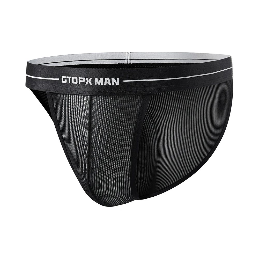 

Black Thin Pouch Underwear Men Mesh Solid Low Waist Thin Sexy Briefs Lingerie Panties Pouch Clothing Length Details