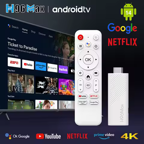 2025 New Android 14.0 H96Max H313 Mini TV Stick Allwinner Quad Core 4K HDR Wifi6 Wifi 2.4G Game Media Player Smart TV Box