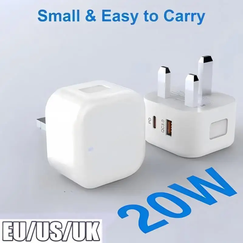 1 Stück 20W Dual-Port Wandladegerät Typ-C USB-C PD Telefon-Schnellladegerät Superschnelles Ladenetzteil EU/US/UK Für iPhone 2026