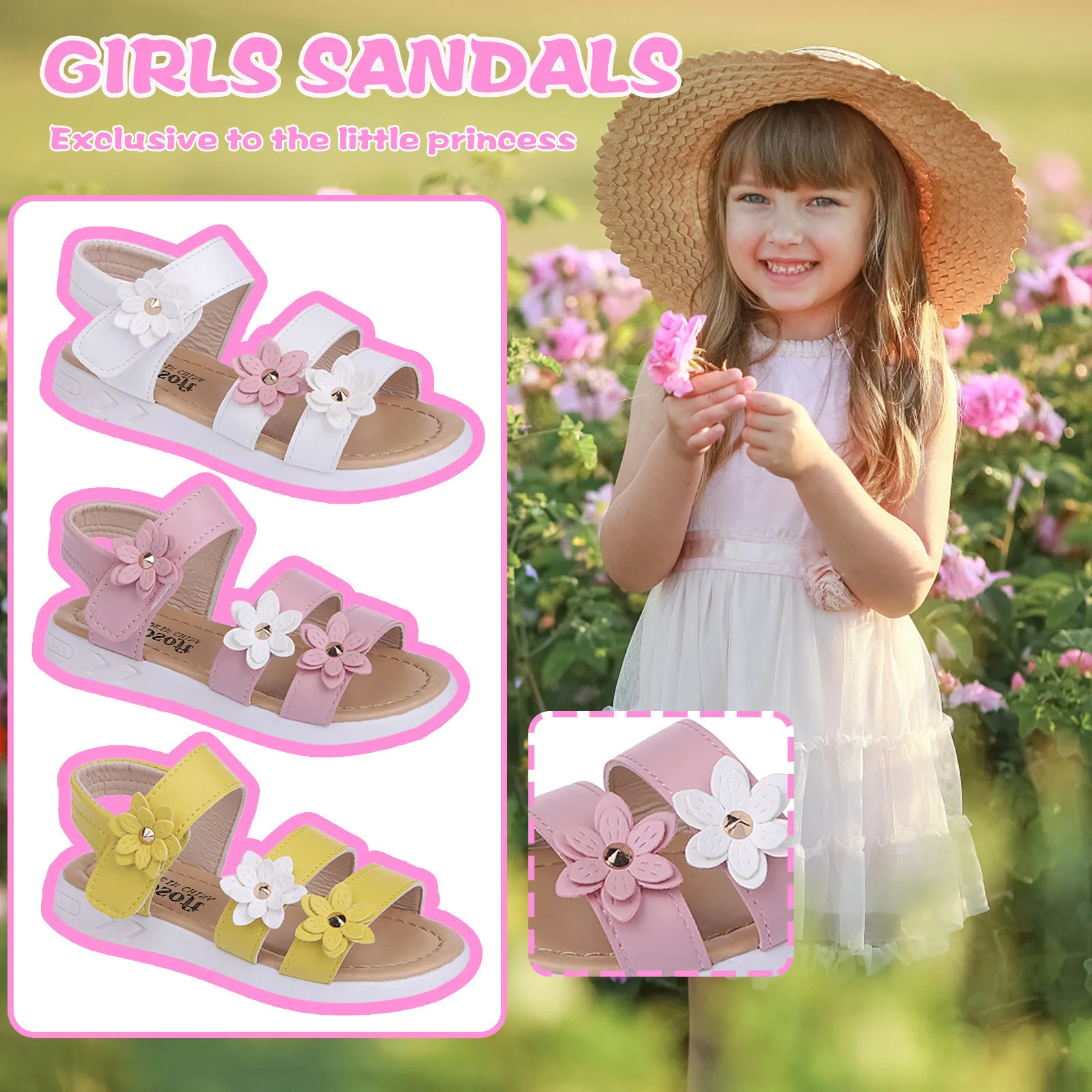 Nuove ragazze sandali fiori dolce morbido moda carino scarpe da spiaggia di alta qualità bambini estate fiore Decro principessa sandali bambini