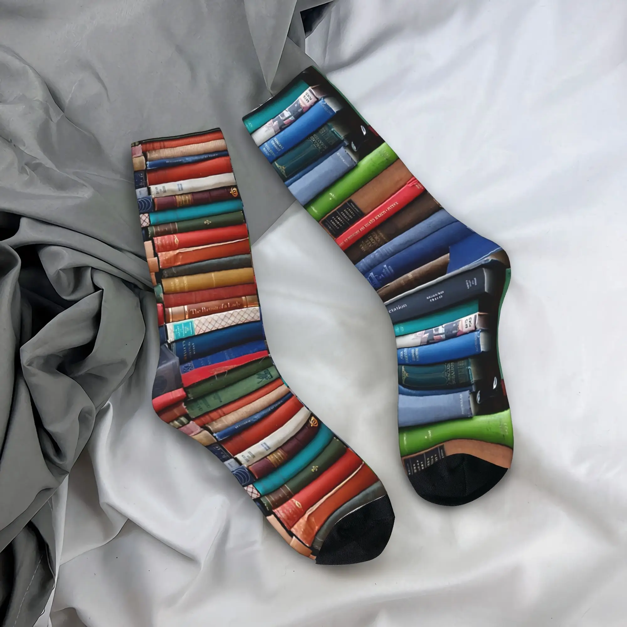 Bookshop  Socks Books Pattern Stockings Non-Slip Adults Men Socks Medium Soft Autumn Novelty Skateboard Socks
