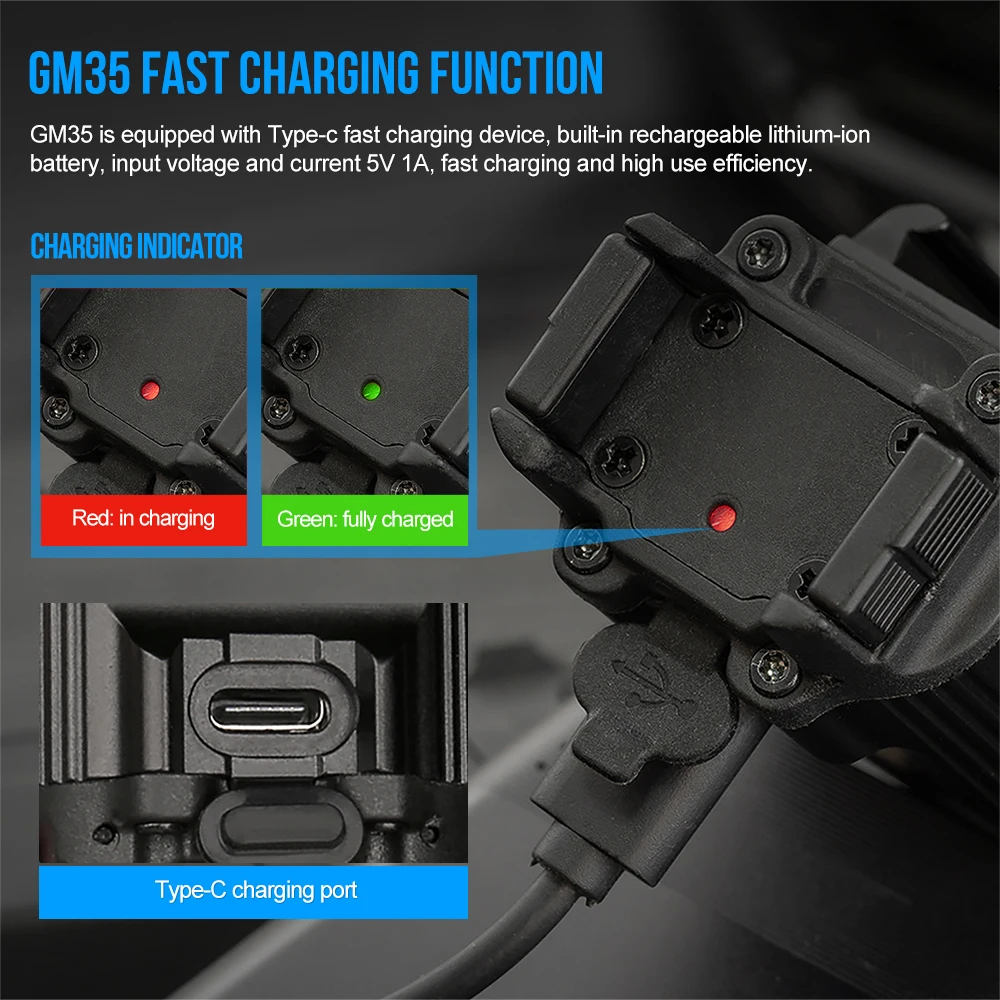 الثقة النار GM35 التكتيكية مصباح يدوي 1350 التجويف نوع c usb مصباح قابل لإعادة الشحن الدفاع عن النفس الأسلحة مصباح شعلة ل Gl0ck Picatinny