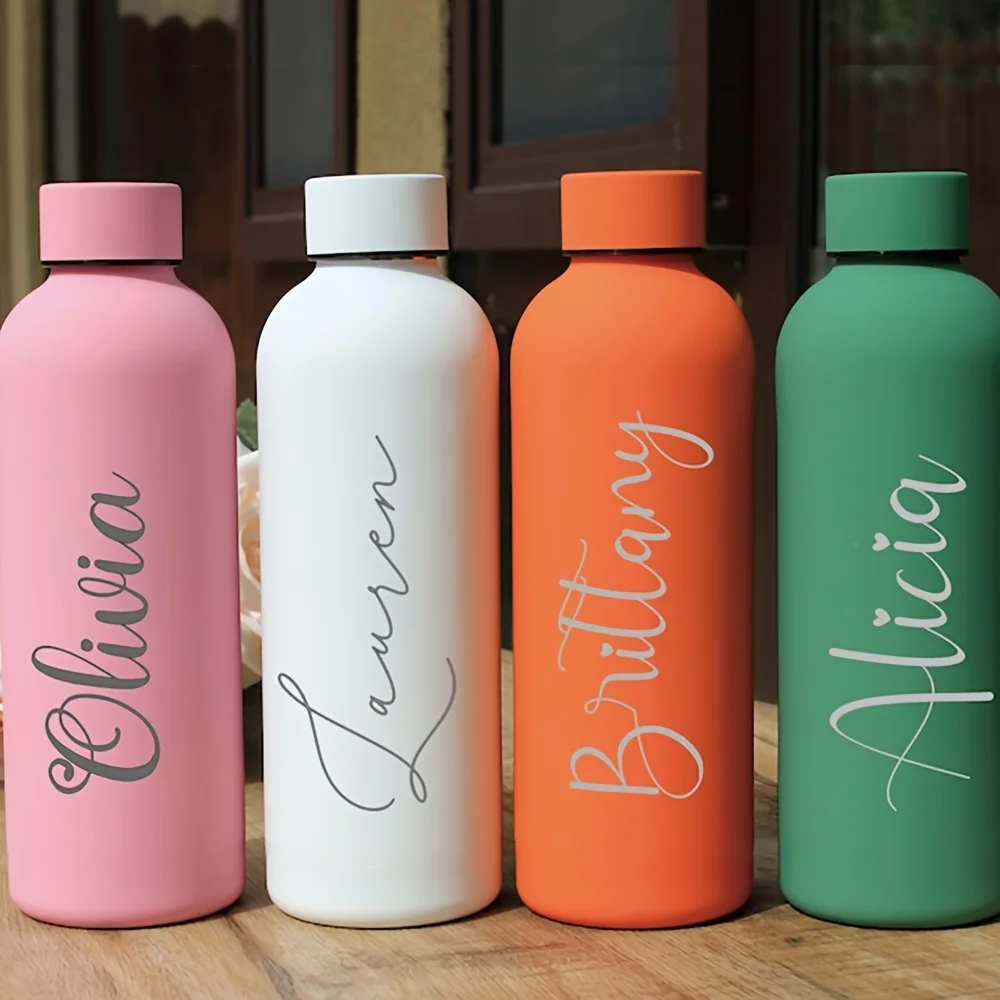 Custom Name Thermos Large Vacuum Flask 304 Stainless Steel Portable Thermos Bottle 0.5L Outdoor Sports Water Bottle Travel Mug
