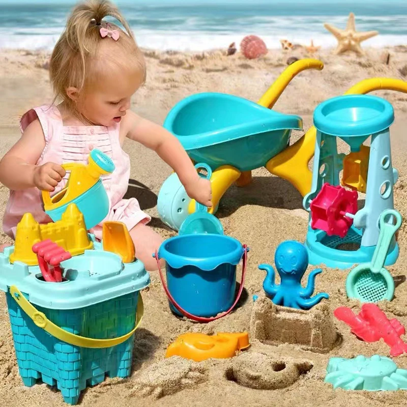 Kids Beach Toys Kit Summer Digging Sand Toys Tool Set Water Toys Sand Bucket Pit Tool Sandbox Outdoor Toys For Children Boy Girl