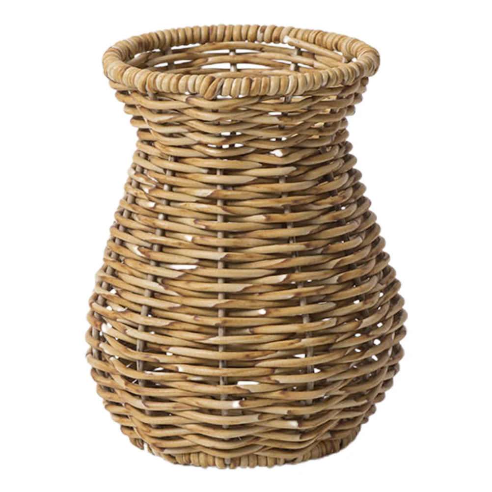 

1pcs Woven Flower Vase Imitation Rattan Decorative Vase For Home Office Wedding Rustic Style Plastic Tall Container