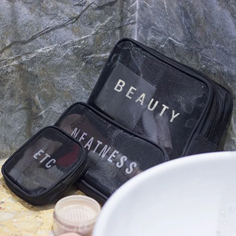 Miniature makeup bag - small size - portable - net fabric - large capacity - cosmetic storage bag - storage bag
