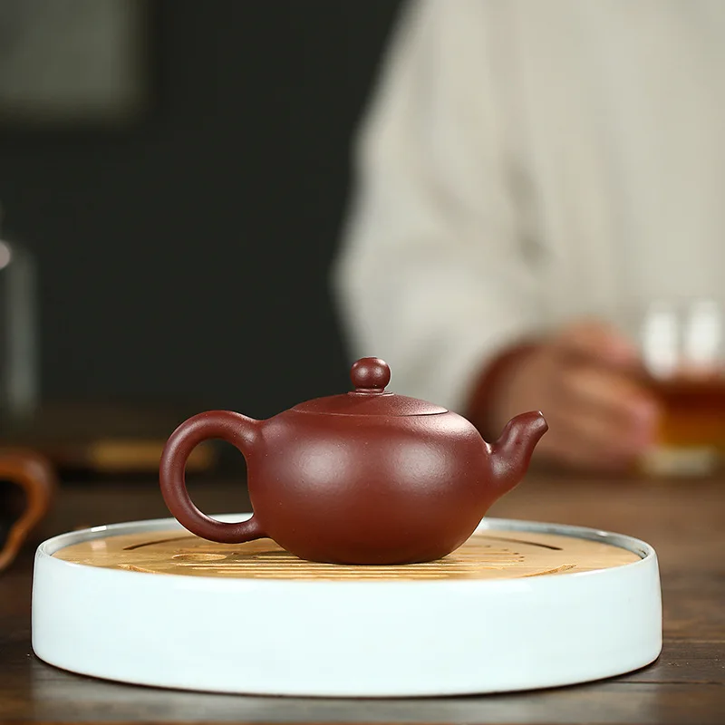 

Чайник из исинской фиолетовой глины ручной работы, с одной ручкой, из исинской глины, фиолетовый глиняный чайник, чайник из фиолетового песка