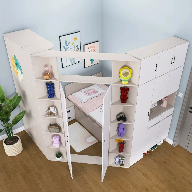 

Small apartment living room compartment room bed cabinet integrated with bedside table shoe cabinet multi-functional