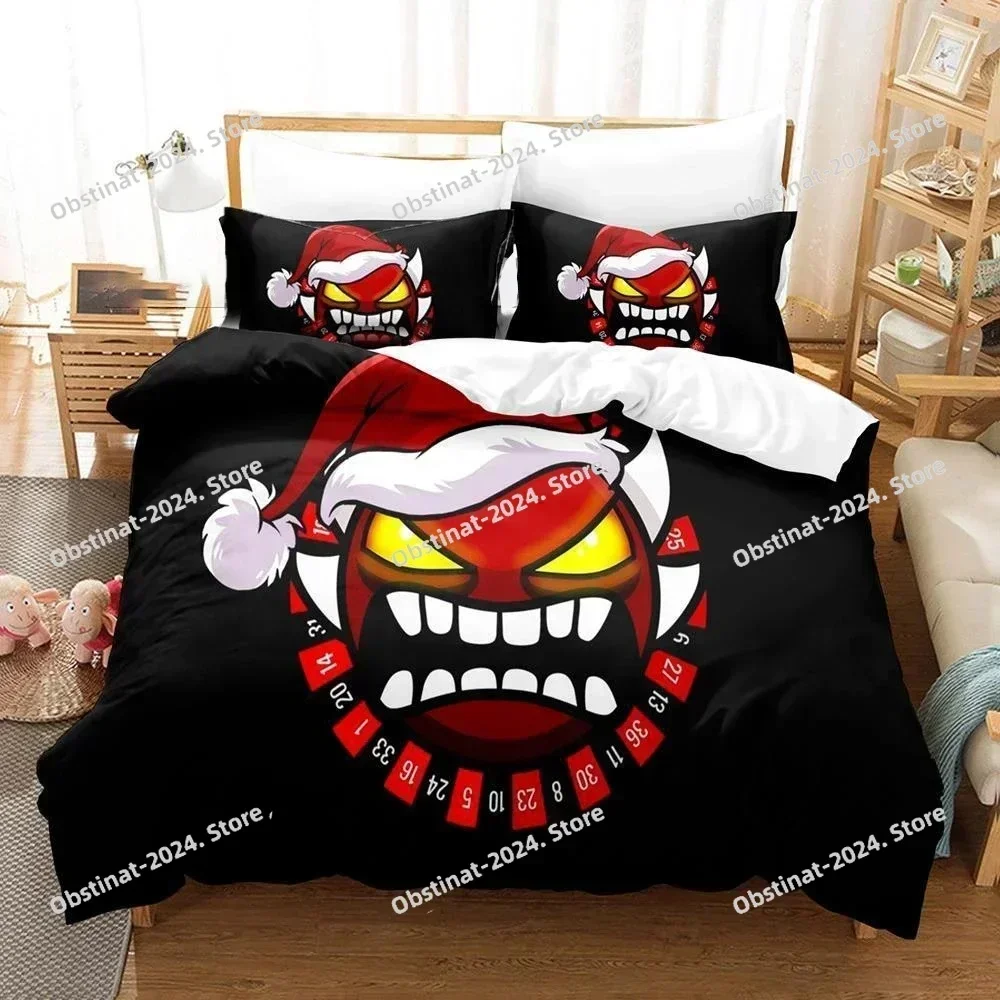 3D Printed Geometry Dash Bedding Set Pillowcase Game Duvet Cover Double Twin Full Queen King Adult Kids Bedclothes Quilt Cover