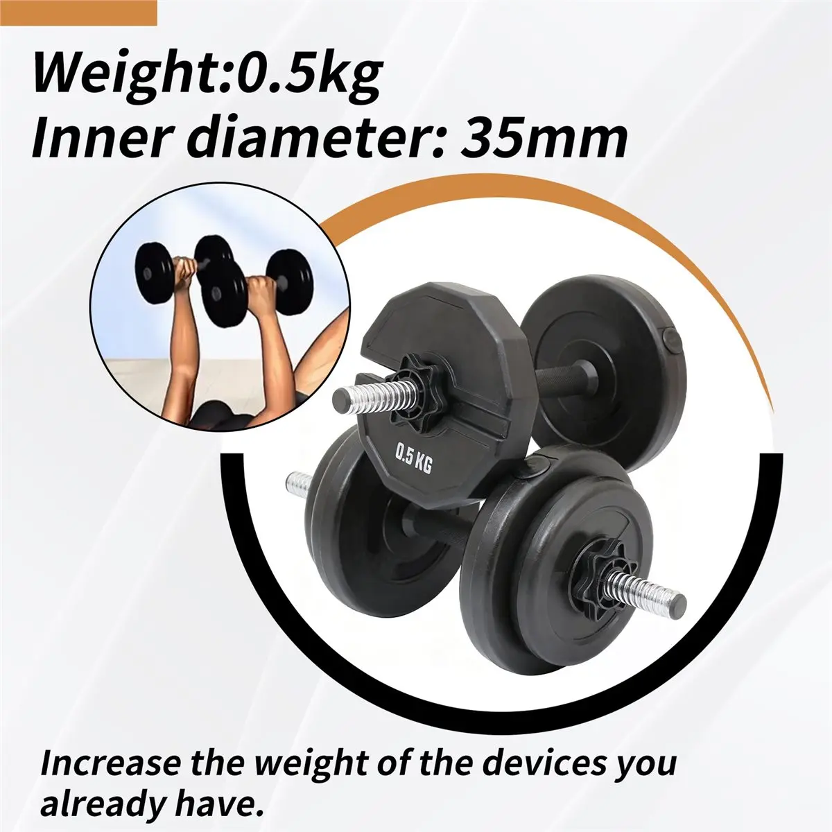 useful Gym Micro-Plates Dumbbell Fractional Weight Plate Rubber Fractional Weight Plates Add-on Change Black 0.5kg