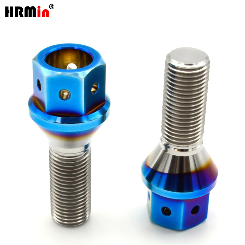 

HRMin High quality M14x1.25x28mm wheel Gr5 titanium bolt hub screw Conical seat 6 holes for BMW Mini Toyota Automotive