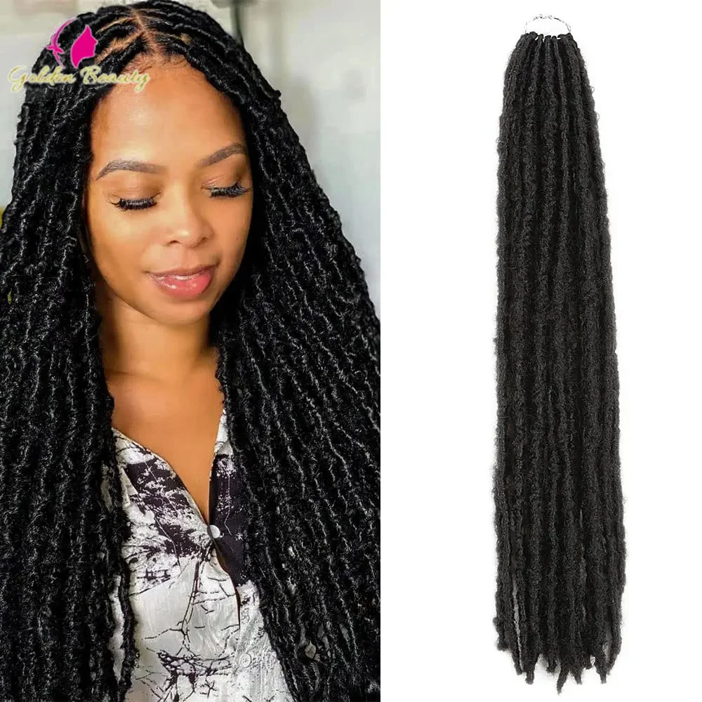 24 Polegada novo sintético macio locs crochê cabelo para preto feminino natural borboleta fechaduras crochê cabelo falso locs tranças de crochê