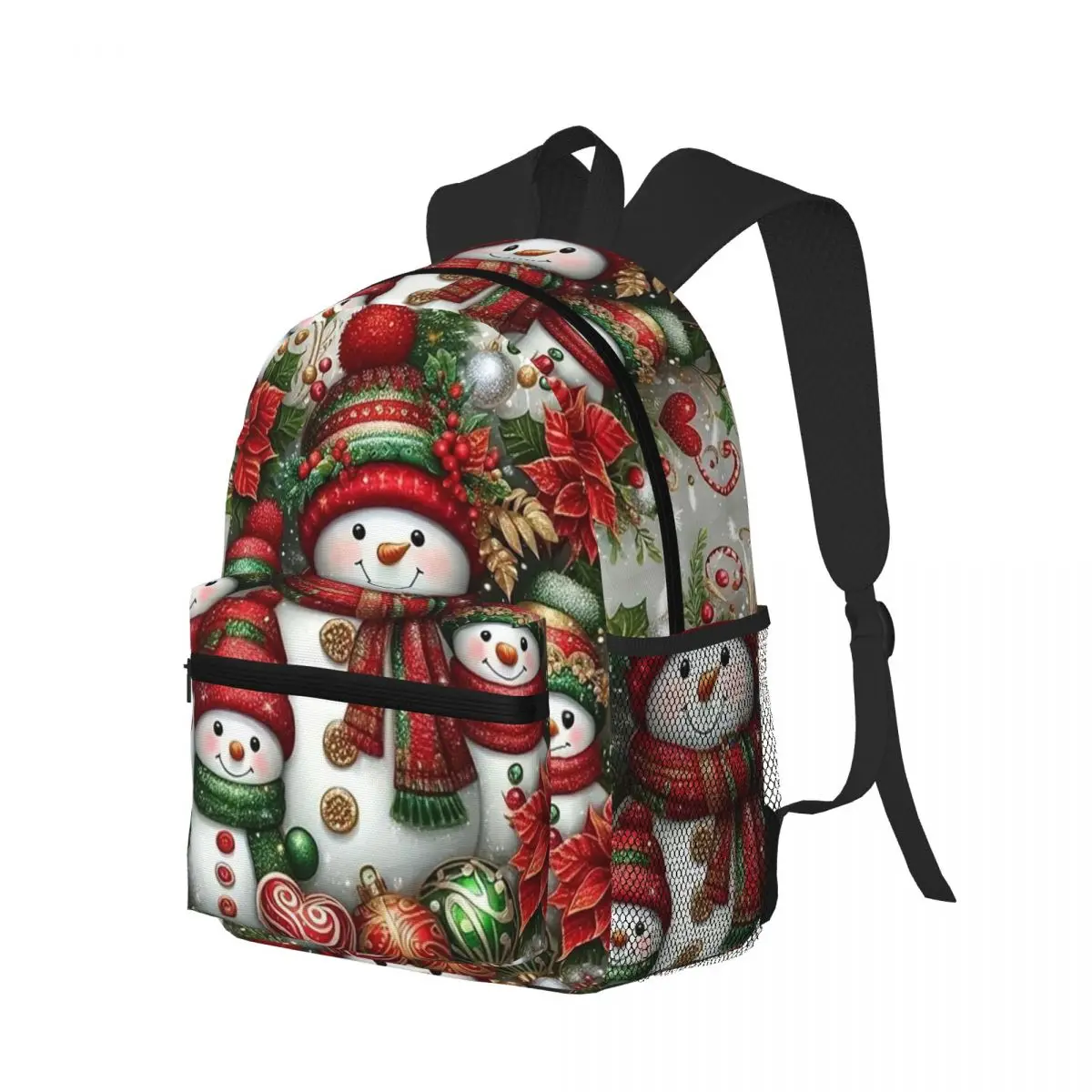 Christmas Snowman Print Student Backpack School Bag Hiking Travel Daypack for Men Women Bookbag Shoulder Bags