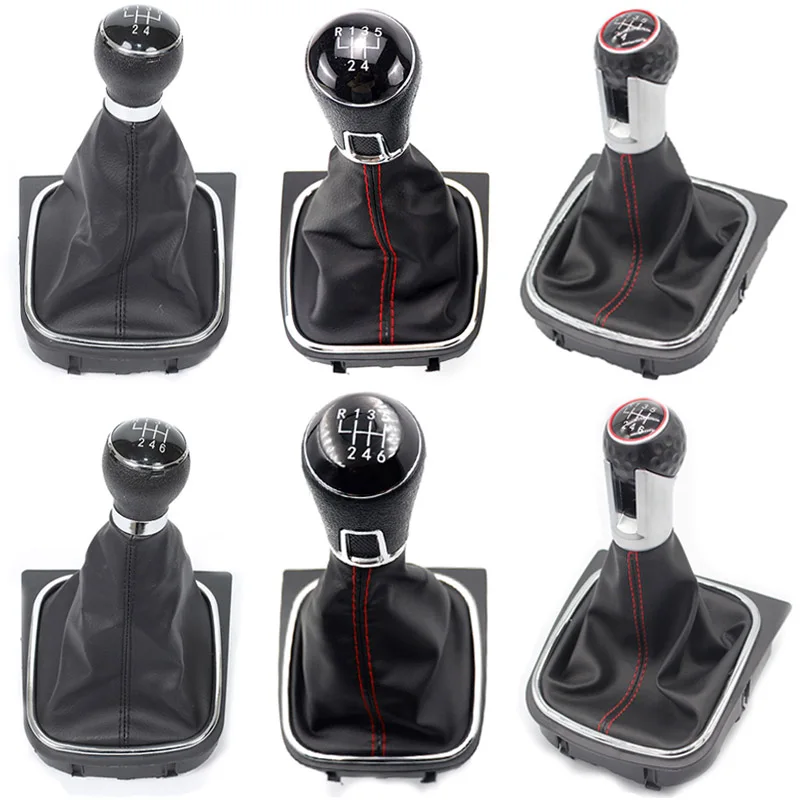 5 6 Speed Car Gear Shift Knob Lever Shifter Handle Stick With Gaiter Boot Cover Auto Accessories Fit For VW Golf Jetta MK5 MK6