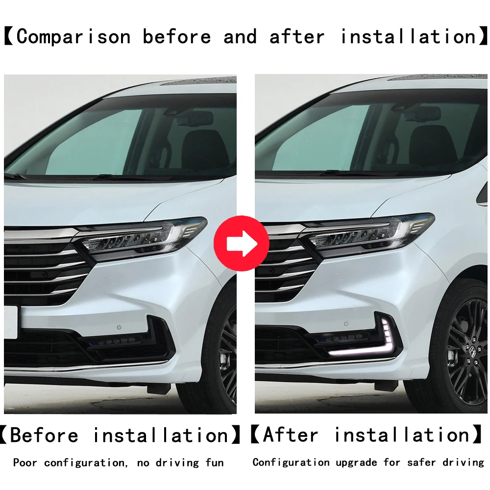 ホンダオデッセイ2022用ledデイタイムランニングライト,イエロー,方向