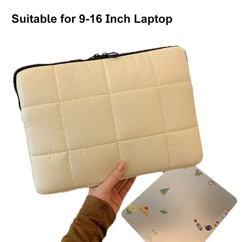 9-16 Inch Pillow Laptop Sleeve Shockproof Quilted Puffer Notebook Storage Bag Water Resistant Large Capacity Carrying Case