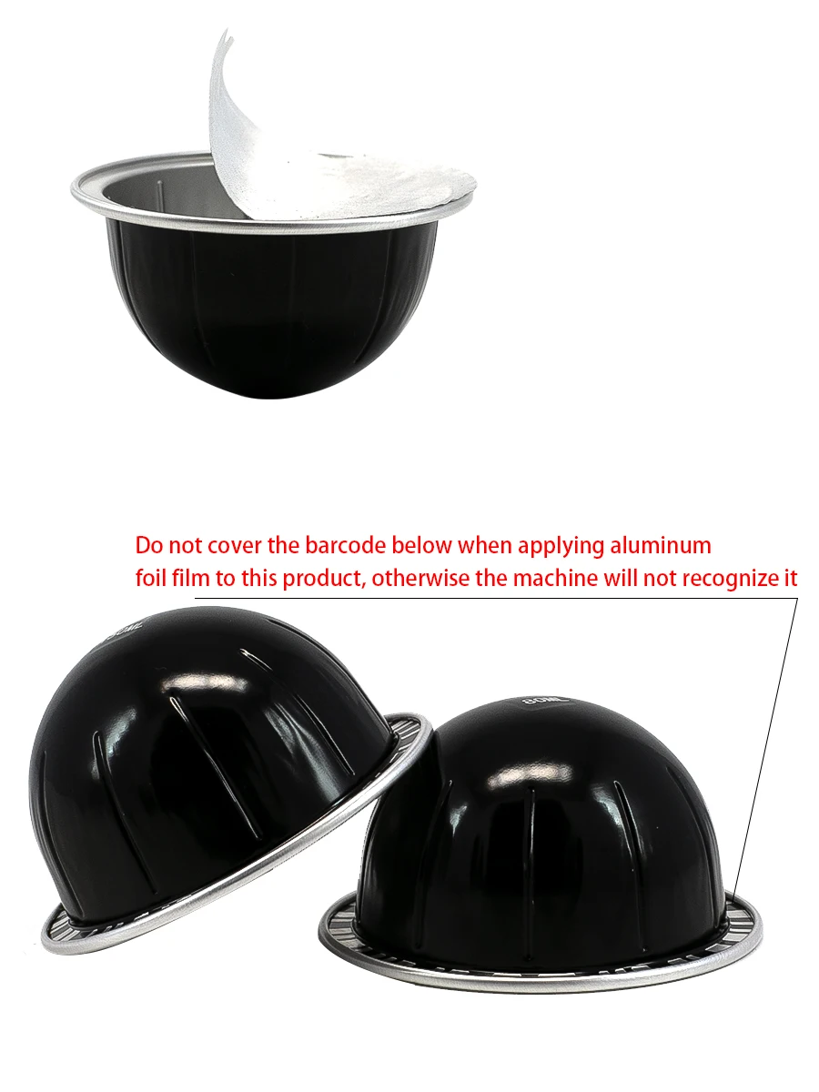 Wiederverwendbare Kaffeekapsel-Schalen für Kapselkaffemaschinen der Vertuo Plus Pop Next Env135 Env150 Line - Hoher Fettgehalt, Hausgemachte Filtertassen, Wiederverwendbar (5 Filter-Schalen + 30 selbstklebende Aluminiu – Detail 5