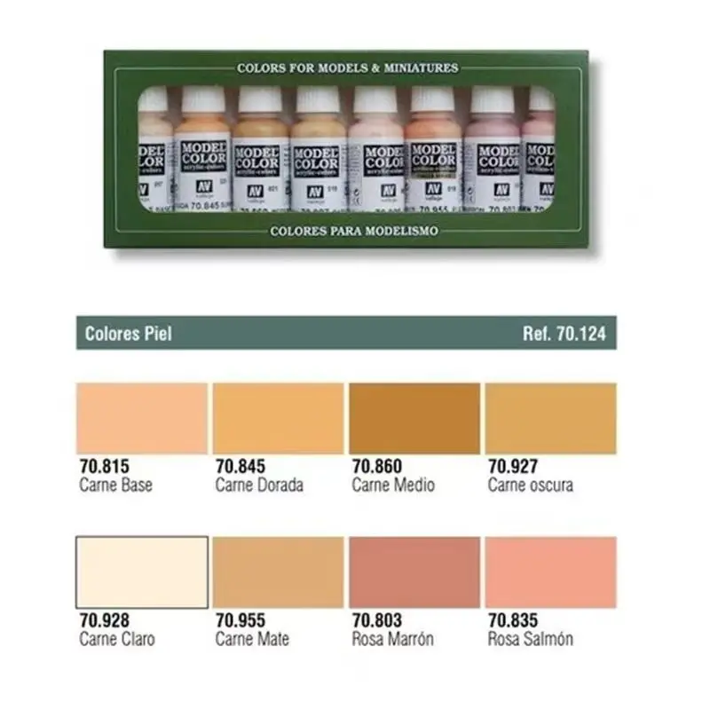 Vallejo - Model Color Face & Skin Tones Set | Modeling Acrylic Paints | 8