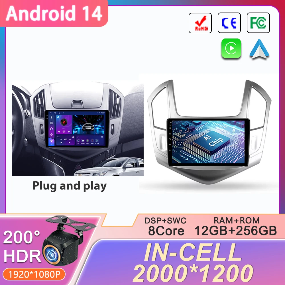 

Android 14 For Chevrolet Cruze J300 J308 2012 - 2015 Car Radio Multimedia Video Player Navigation stereo GPS Head Unit Screen