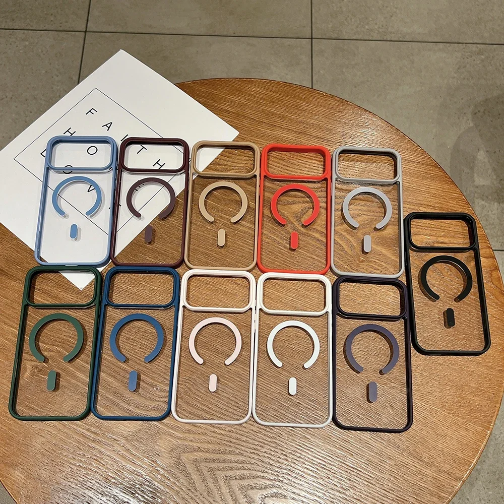 حافظة فاخرة من السيليكون الهجين بلون الحلوى غير اللامع لهاتف آيفون 17 برو ماكس غطاء خلفي صلب شفاف مغناطيسي Magsafe Shell 17Pro