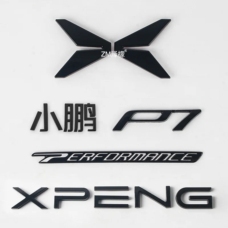 

For Xpeng P7 P7i 22-2024 Front Rear 3D Car Body Badge Sticker Trunk Fender Emblem Decal Accessorie Car Covered Glossy Black Logo