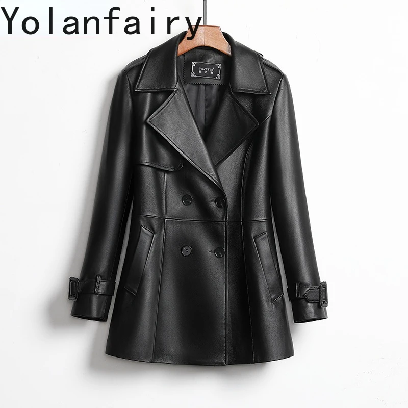 

Women's Jacket Spring 2022 Genuine Leather 100% Sheepskin Jackets for Women Black Motorcycle Woman Clothes Veste Femme Xhl364