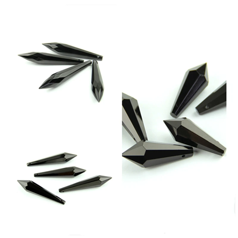 

10pcs/Lot Black Color Crystal Icicle Pendants Feng Shui Glass U-Drop Prism Parts Decorative Chandelier Wedding