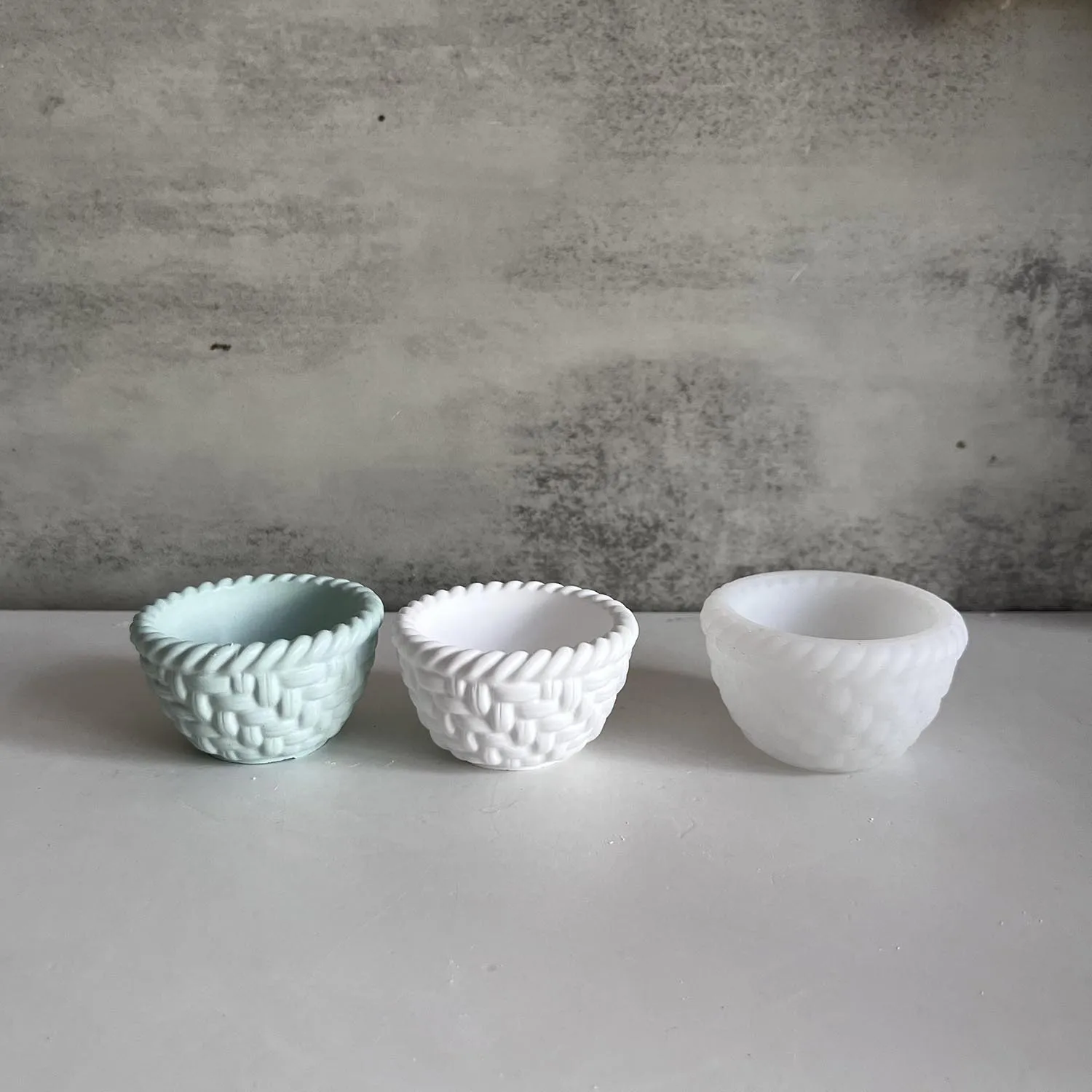 Woven Basket Flowerpot Mold DIY Concrete Candle Cup Vessel Silicone Mold Wave Vase Pen Holder Plaster Bowl Clay Mold