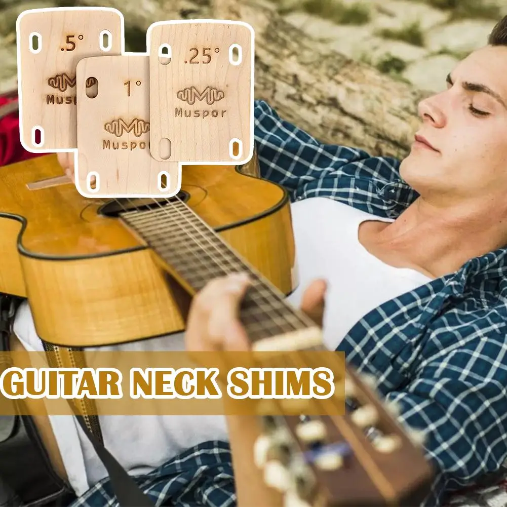 Guitar Neck Shims 3 Pcs Electric Guitar Reinforcement Plates 0.25 0.5 1 Degree Thickness Brass Shims for Guitar Bass Neck R W2P1