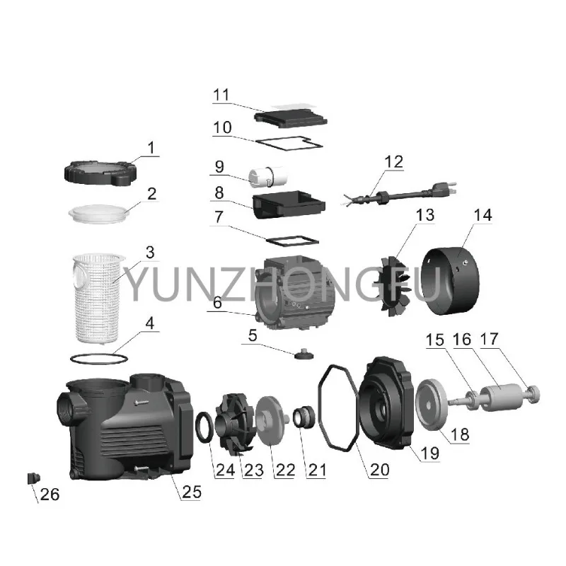 SP850-6 850W Sp Series Pool Pump Plastic Swimming Surface Pump In/Above Ground Single Speed Pool Pump,