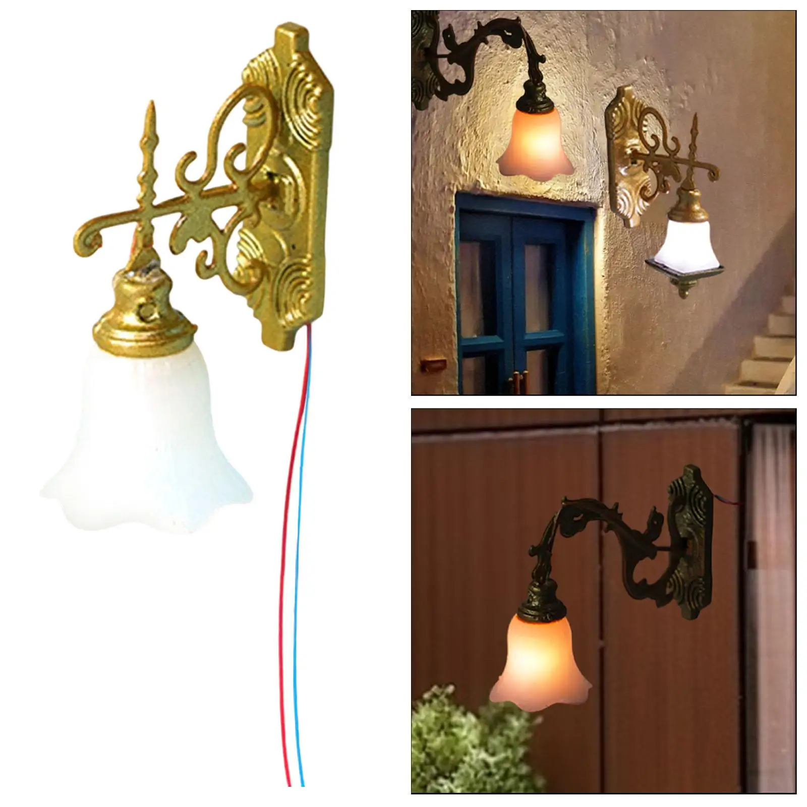 1:87 HO مقياس الجدار مصباح، لعبة الأثاث، زخرفة، الديكور، لوازم المناظر الطبيعية هدية دمية الملحقات مصباح نموذج دمية الخفيفة