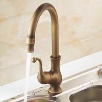 Antique Bronze Kitchen Faucets 360 Rotate Cold and Hot Mixer Tap Swivel Spout Water Mixers Single Handle Vessel Sink Faucets 180