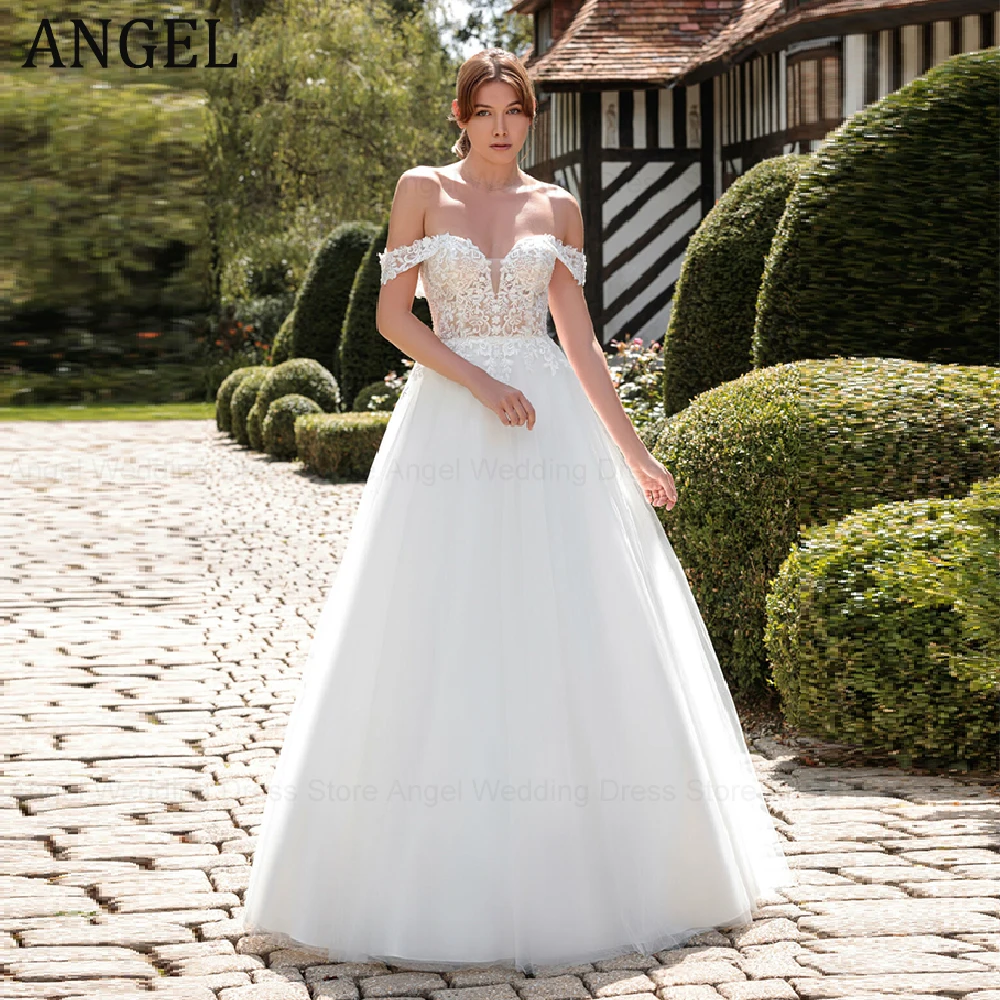 ANGEL Classic Wedding Dresses Customized 2025 New A-Line Off the Shoulder Bridal Gowns Tulle Appliques Backless Vestido de Novia