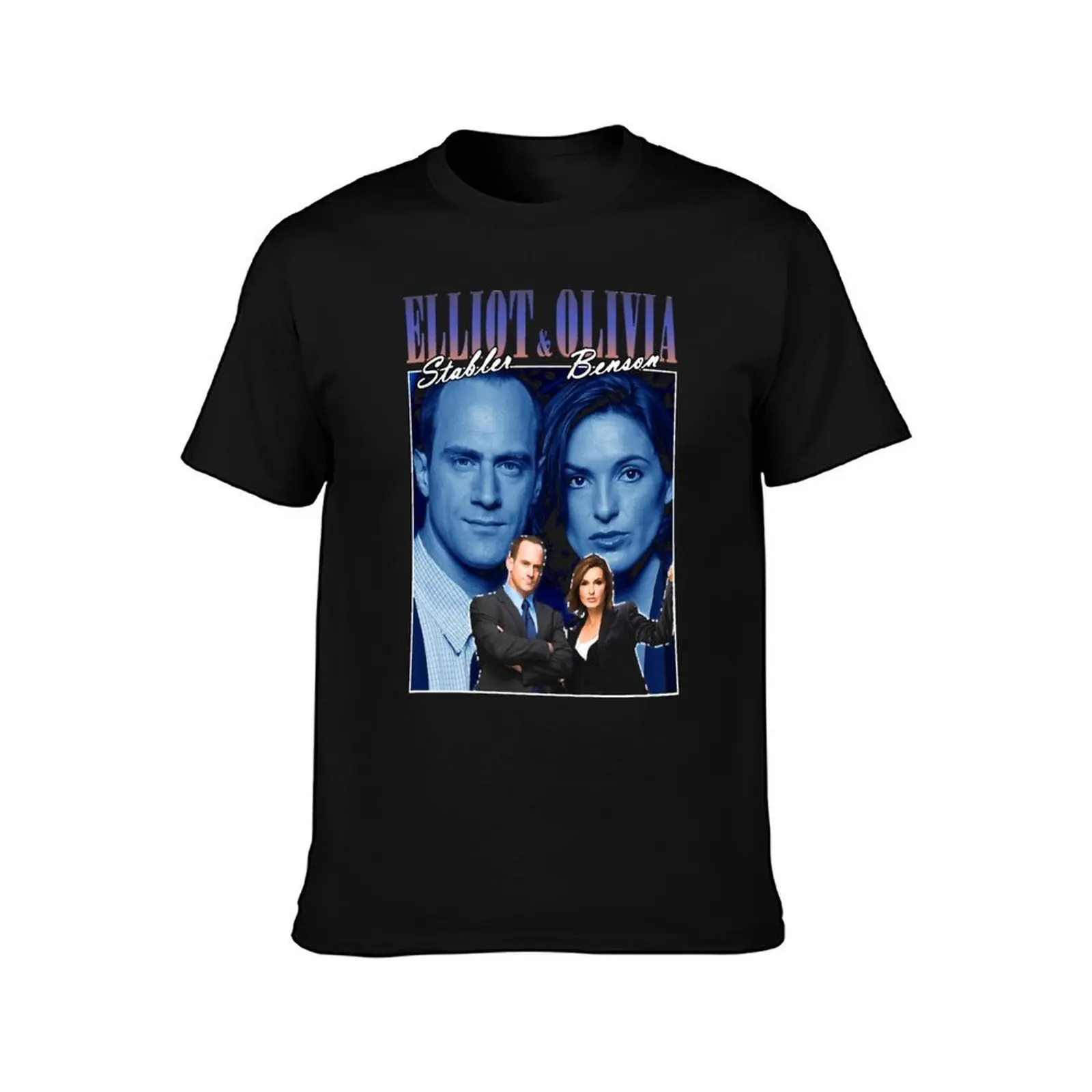 Elliot Stabler and Olivia Benson Vintage 90s , Law and Order Fan Retro Valentine Couple Tee E T-Shirt Trend Art Print T-Shirt